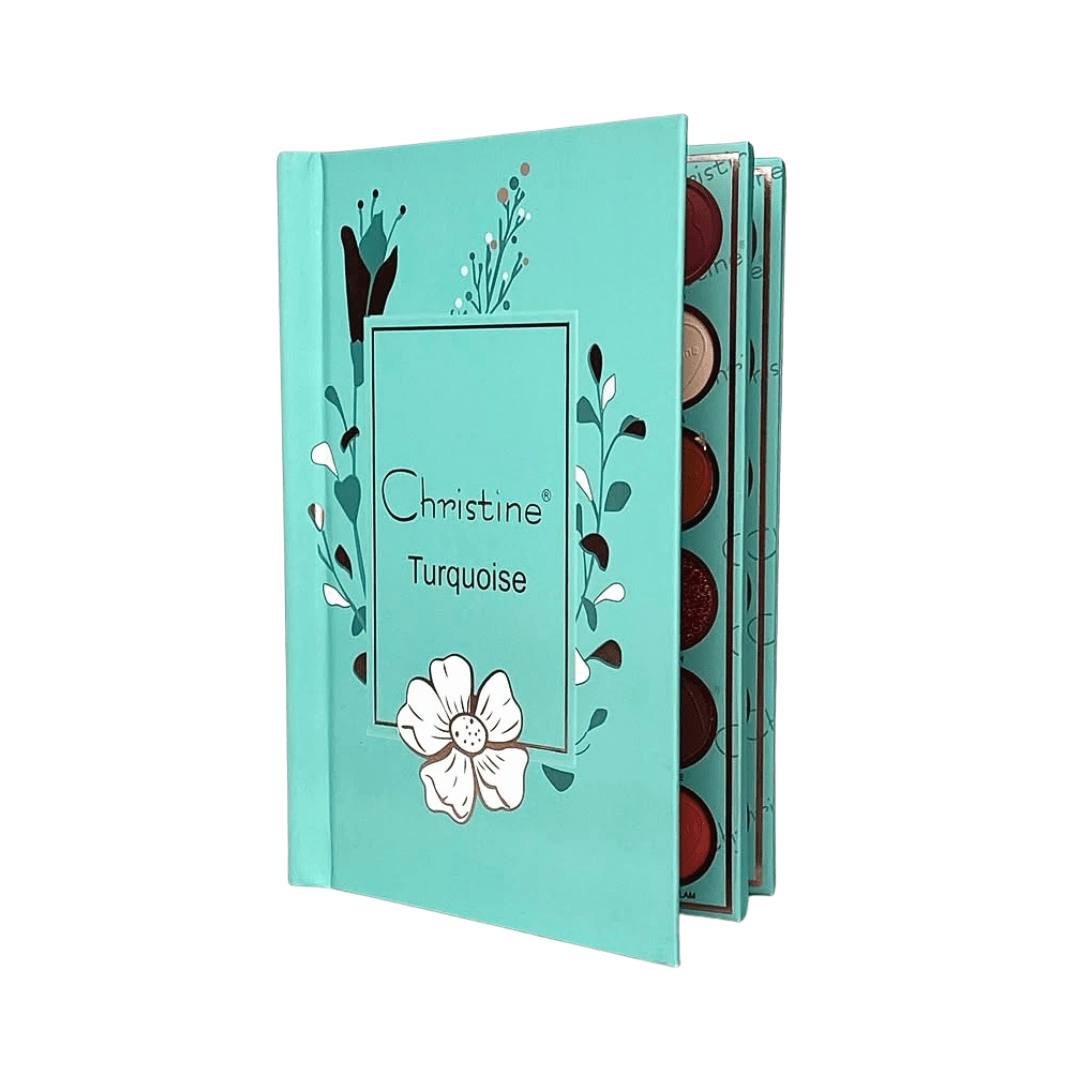 Christine Turquoise 5 in 1 Palette Notebook Eye Shadow + Highlighter + Lipstick + Blush + Concealer