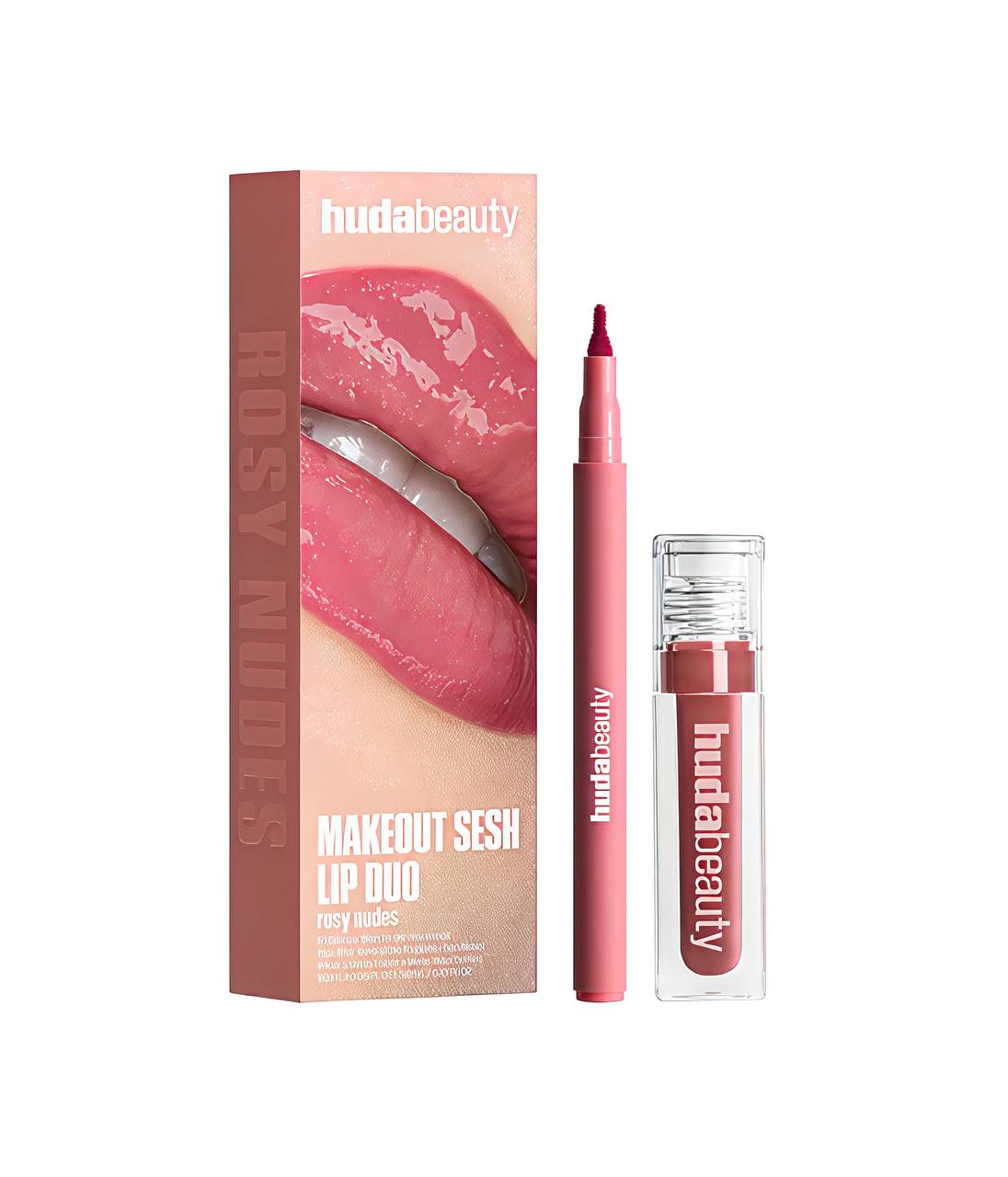 Huda Beauty Makeout Sesh Lip Duo Rosy Nudes